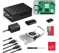 SANOOV Raspberry Pi 5 16 GO Kit 64 GO Edition avec Refroidisseur Actif,Carte Pi 5 16 GO,Kit Lecteur de Carte 64 GO,Boîtier Pi 5 ABS,Double Câble HD Out 4K,Alimentation USB-C 27 W 5,1 V5 A et Tournevis