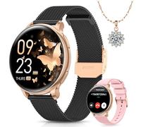 Sanorum Montre Connectée Femme avec Appel Bluetooth, 1.27" HD Smartwatch Fonction Féminine, 120+ Modes Sportifs, 24H Fréquence Cardiaque, 24H SpO2, Sommeil, Calories IP68 Podomètre Android iOS Or Noir