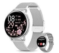 Sanorum Montre Connectée Femme avec Appel Bluetooth, 1.27" HD Smartwatch Fonction Féminine, 120+ Modes Sportifs, 24H Fréquence Cardiaque, 24H SpO2, Sommeil, Calories IP68 Podomètre Android iOS Argent