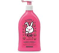 sanosan Shampooing Douche 2en1 Framboise pour enfants - Shampoing douche à l'extrait d'olive biologique et aux protéines de lait (1x 400 ml) - Shampooings cheveux - Savon douche corps