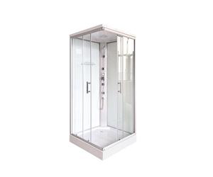 SANOTECHNIK Cabine de douche TC05 80x80x215 cm - Tout en un Douche d'angle avec verre de sécurité ESG 5 mm, 3 buses de massage et profilés en aluminium chromé