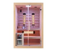 SANOTECHNIK Cabine infrarouge Twincombi - Sauna combiné pour 2 personnes 130 × 120 × 200 cm | 3 projecteurs à spectre complet (2 × 300 W & 1 × 400 W), four Harvia 3,5 kW, lumière LED, Bluetooth MP3