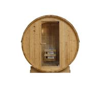 SANOTECHNIK Sauna en baril TROMSÖ M - Sauna d'extérieur pour 2 personnes 194,8 × 120 × 191,5 cm, four Harvia 3,6 kW, bois d'épicéa, verre ESG - N° d'article F50120
