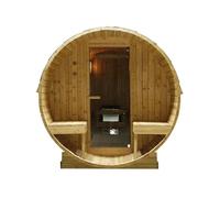 SANOTECHNIK Sauna extérieur BERGEN - Sauna baril pour 4 à 6 personnes 194,8 × 220 × 191,5 cm, poêle Harvia 8 kW, bois d'épicéa, verre ESG - N° d'article F70220