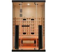 SANOTECHNIK Sauna infrarouge BILLUND 2 SB40125 - Cabine infrarouge pour 2 personnes - 125 × 100 × 190 cm - 5 projecteurs à spectre complet (2200 W) - Lumière colorée - Radio Bluetooth - Verre ESG 6 mm