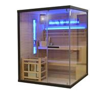 SANOTECHNIK Sauna LUXOR 2 - Sauna et sauna infrarouge pour 3 personnes 150×140×190 cm, four Harvia 6 kW, éclairage LED, verre ESG 8 mm - N° d'article SB50150