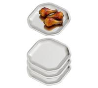 SANQIAHOME Assiette aplatissante délicate, carrée, en acier inoxydable, 15x15 cm, set de 4, argentée, adaptée aux entrées, desserts, gâteaux, salades, sushis