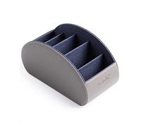 SANQIANWAN Support de rangement pour télécommande en cuir PU avec 5 compartiments pour récepteur TV, DVD, bureau, stylo, cuisine, salle de bain, maquillage (gris)