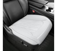SanQing Housse de siège de voiture 2PCS en cuir nappa de luxe pour Tesla Model 3/Y, siège avant inférieur, protection de coussin de siège robuste sans dossier (blanc à l'avant)
