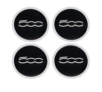 SANQIUTOU 4 Pièces Autocollants Cache Moyeux pour Fiat 500 Abarth Punto Bravo Stilo Panda 56mm,Décoratio Stickers Enjoliveurs Capuchons Caps Accessoires,Black