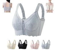 Sanrah Zipper Bra, Ultra Soft Front Zip Wireless Lifting Bra, Powerful Support Comfy, Full Coverage Breathable Push up Soft Sports, for Everyday (44B/D,Blue)