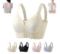 Sanrah Zipper Bra, Ultra Soft Front Zip Wireless Lifting Bra, Powerful Support Comfy, Full Coverage Breathable Push up Soft Sports, for Everyday (34B/D,White)