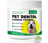 Sanrik Produit naturel de nettoyage des dents de chien avec probiotiques, dissolvant de plaque dentaire et tartre, poudre désodorisante d'haleine pour chiens de petite, moyenne et grande taille 120 g