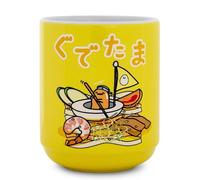 Silver Buffalo Sanrio Gudetama - Tasse à thé en céramique de style asiatique Sailing On Ramen | Tasse traditionnelle d'inspiration japonaise sans poignée | Capacité : 255 ml