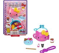 Sanrio Hello Kitty Coffret Compact Chocolat Chaud avec 2 mini-figurines, crayon, carnet de notes et accessoires, jouet pour enfant, GVB29