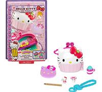 Sanrio Hello Kitty Coffret Compact Cupcake avec 2 mini-figurines, crayon, carnet de notes et accessoires, jouet pour enfant, GVB30