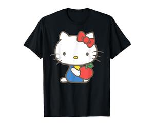 Sanrio Hello Kitty Rétro T-Shirt Noir Taille S Unisex-Adulte Coupe Classique Manche Longue Col Mao Coton 100% Importé