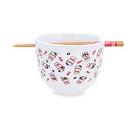 Sanrio Hello Kitty x Nissin Service de table en céramique avec bol à nouilles Ramen de 590 ml et baguettes en bois