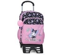 Sanrio Kuromi Fortune Telling Sac à dos scolaire double compartiment avec chariot Rose 30 x 40 x 13 cm Polyester