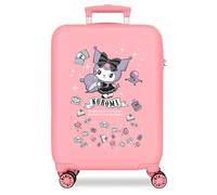 Sanrio Kuromi Fortune Telling Valise de Cabine Rigide en ABS avec Fermeture à Combinaison latérale 35 l 2,5 kg 4 Roues Doubles Rose 38 x 55 x 20 cm