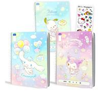 SANRIO Spiral Notebook Set - Bundle with 3 Journals Featuring Cinnamoroll, Pochacco, Kuromi Plus Stickers School Supplies for Girls, Kids