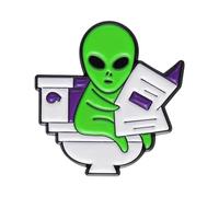SANRLO Badges à épingles, broches et épingles, alien unique, lisant des journaux, badge extraterrestre, accessoire créatif, broche accrocheur, broche pour vêtements, bijoux, Size reference picture,