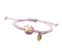 SANRLO Bracelet mignon Maneki Neko en forme de chat fait à la main en céramique réglable et coloré pour femmes et filles, Size reference picture, corde en coton