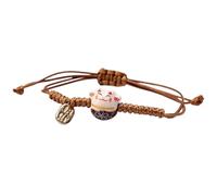 SANRLO Bracelet mignon Maneki Neko en forme de chat fait à la main en céramique réglable et coloré pour femmes et filles, Size reference picture, corde en coton