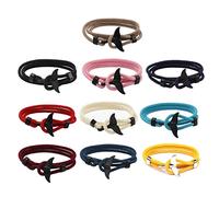 SANRLO Bracelet unisexe fait à la main avec queue de baleine réglable pour la plage, le surf, bijoux tendance unisexe, Length 65cm, can wrap around the arm 3 times, Corde