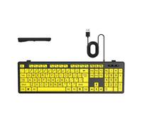 SANRLO Clavier mécanique, clavier d'ordinateur à grande impression, clavier USB LED, clavier d'ordinateur pleine taille, touches faciles à voir pour les utilisateurs malvoyants