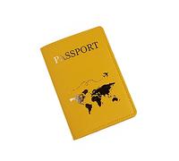 SANRLO Essentiels de voyage, accessoires de voyage, couverture de passeport de voyage tendance en cuir PU, lettre, bagages, valise, adresse, porte-bagage, étiquette d'embarquement, Jaune #Passport