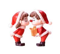 SANRLO Lot de 2 figurines de Noël en céramique pour couple de personnes - Décoration de table