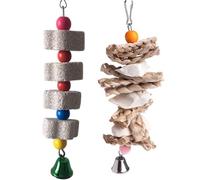 SANRLO Lot de 2 jouets à mâcher à suspendre pour petit animal - Perroquet - Perruche - Oiseaux africains - Pour calopsittes et conures