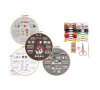SANRLO Lot de 4 ensembles de broderie avec motif et instructions (français non garanti) - Kit de couture pour débutant avec motif de broderie et instructions (français non garanti)