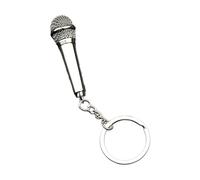 Sanrlo Porte-clés en forme de micro - Accessoire élégant pour les amateurs de musique, Argent#, 11.9*6.8*3.2