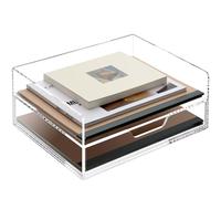 SANRUI Organiseur de Bureau en Acrylique avec tiroir, bac à Papier à 2 Niveaux pour Lettre/A4, Papier d'imprimante/Magazine, Fournitures de Bureau à Domicile