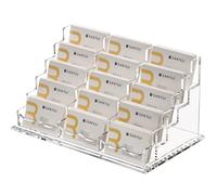 SANRUI Support horizontal transparent pour cartes de visite de bureau, support de rangement en acrylique, pour exposition, maison, bureau, 5 niveaux, 15 poches, capacité de 900 cartes