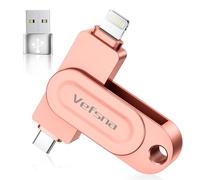 【sans APP】 Certifiée MFi Clé USB 512 Go, Cle USB iPhone Stockage Externe, Clé USB C 3 en 1 Clef USB 3.0 Stockage Transfert Photos Est Idéale pour Voyageurs, Memoire pour iPhone/iPad/Android/PC Rose