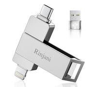 [Sans App]Cle USB 256 Go pour iPhone,MFi Clé USB C,Lightning,USB 3.0,Argent