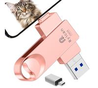 【sans APP】 Cle USB pour lPhone Ryican 256GO Clé USB C 4 en 1 Clef USB 3.0 Stockage Transfert Photos Est Idéale pour Voyageurs,Mini Pendrive Photostick avec iOS/lPad/OTG Android/PC/Tablet,Rose