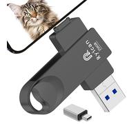 【sans APP】 Cle USB pour lPhone Ryican 256GO Clé USB C 4 en 1 Clef USB 3.0 Stockage Transfert Photos Est Idéale pour Voyageurs,Mini Clé USB Cryptée avec iOS/lPad/OTG Android/PC/Tablet,Nori