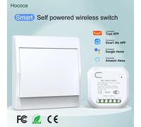 Sans batterie 1/2 gangs énergie cinétique Tuya commutateurs intelligents Wifi + RF433 connexion sans fil maison interrupteur d'éclairage App télécommande vocale white 2gang 1v2