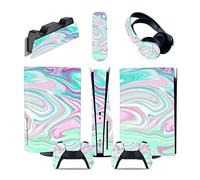 Sans bulles Ni Mousse 67620 Console Pour PS5 Disc Edition & Digital Sticker Vinyl Decal Cover Pour Ps5 Controller & Charging Station & Headset & Media Remote(Disc Version)
