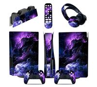 Sans bulles Ni Mousse Console Pour PS5 Disc Edition & Digital Sticker Vinyl Decal Cover Pour Ps5 Controller & Charging Station & Headset & Media Remote 53429(Disc Version)