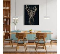 Sans Cadre Impression Sur Toile Constellation Mystérieuse Cerf Tableau Murale Image Sur Toile Portrait D'Animal Photo Affiche Tableau Noir Decoration Murale Salon Couloir Chambre 60X80Cm