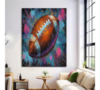 Sans Cadre Impression sur Toile Graffiti rugby Tableau Murale Image sur Toile Style urbain peint à la main Photo Affiche Tableau Bleu rose Decoration Murale Salon Couloir Chambre 80x120cm