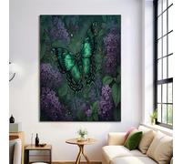 Sans Cadre Impression Sur Toile Papillon Lilas Tableau Murale Image Sur Toile Créature Mystérieuse Photo Affiche Tableau Turquoise Decoration Murale Salon Couloir Chambre 50X70Cm