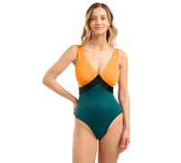 SANS COMPLEXE Beyond The Beach_28LAI74 Maillot de Bain Une pièce sans Armatures, Noir Vert Ocre, 38 Femme
