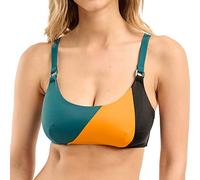 SANS COMPLEXE Beyond The Beach_53SAI74 Haut de Maillot de Bain, Brassière sans Armatures, Noir Vert Ocre, 50 Femme