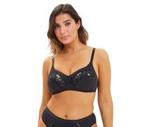Sans Complexe - Coton d'Arum - Soutien-Gorge sans Armatures - en Coton & Dentelle Florale ajourée - Bretelles Larges - 105E - Noir